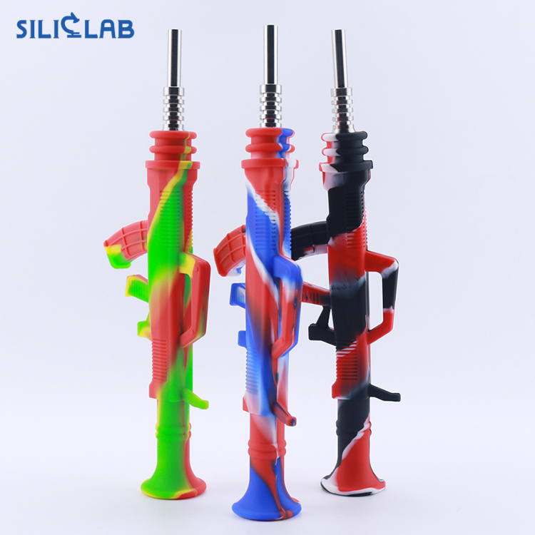 AK47 Machine Gun Shape Silicone Nectar Collector Pipe Equipped With  Stainless Steel Tip Concentrate Dab Straw Silicone Oil Rigs From  Smoking_and_fly, $4.63