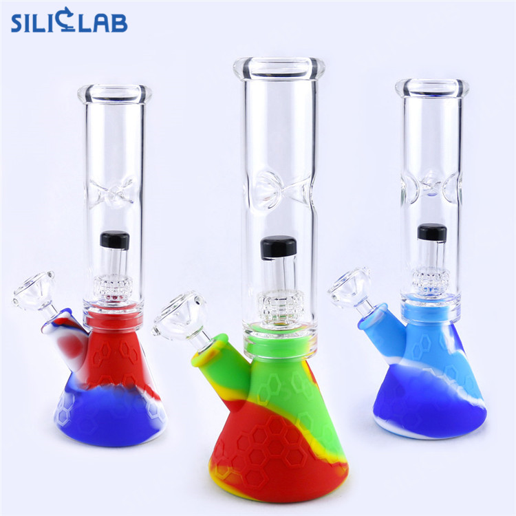 Silicone Hybrid Beaker Bong 10'' Glass Percolator - Siliclab